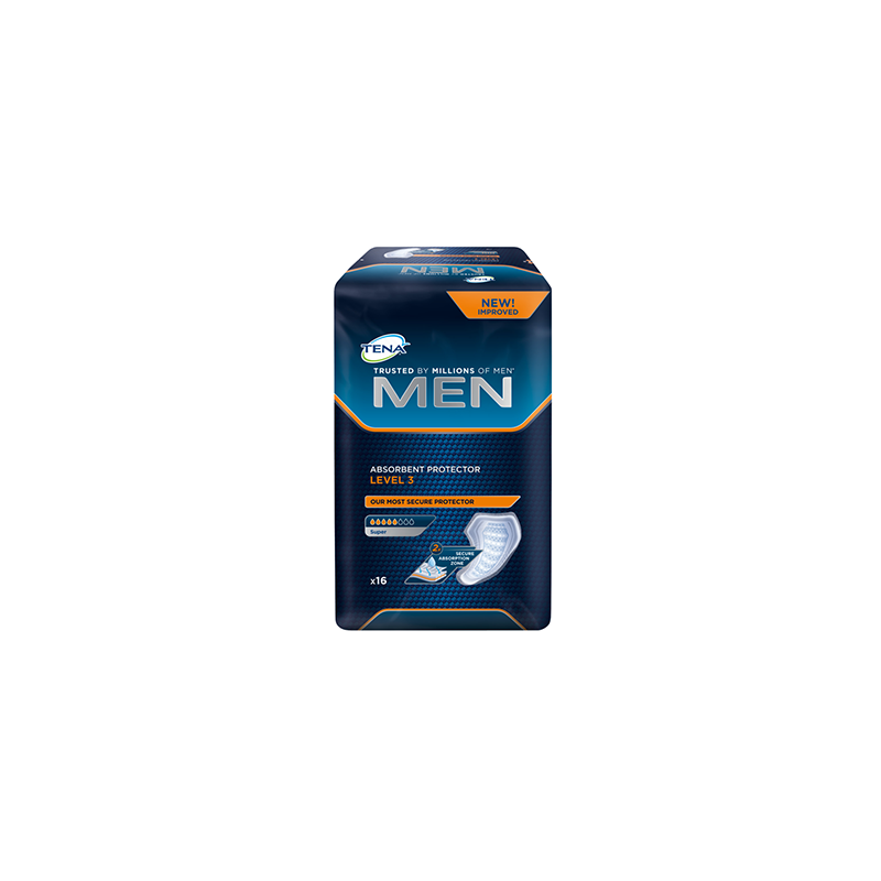 Tena Men Level 3 Incontinence Pads 3 Packs of 16 (48 Total) Absorbent  Protector 7322540463620